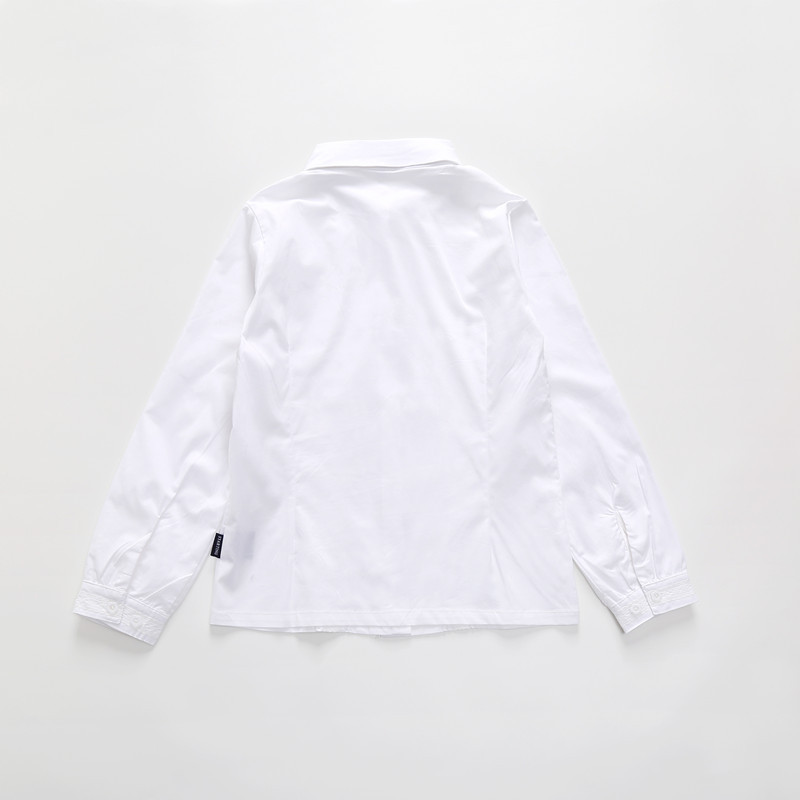 斯踏迪儿童白衬衫班服女童长袖花丝边打底白色衬衣园放小学生校服