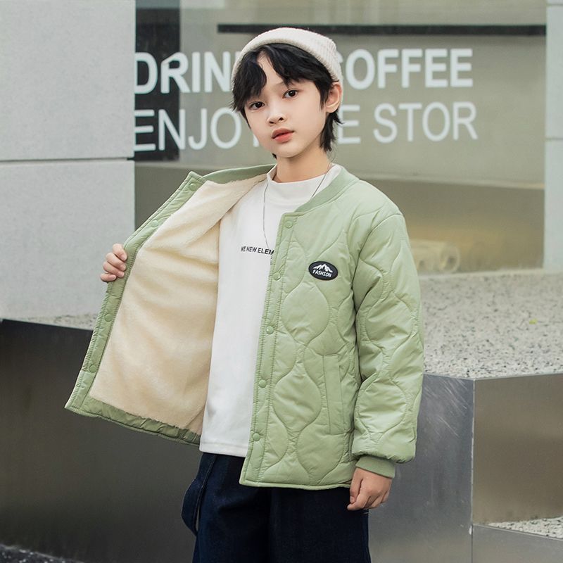 校服内胆男童秋冬棉服儿童外套内穿加绒加厚中大女童三层夹棉上衣