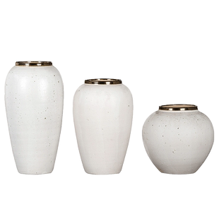 景德镇陶瓷花瓶现代简约复古小清新干花插花手工白色粗陶罐瓷器