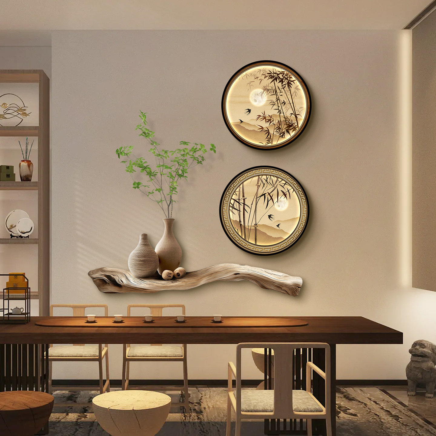 新中式茶室装饰画高级感创意茶馆包间挂画宋代美学复古茶桌背景画,家居饰品,现代装饰画,淘宝优惠券,粉丝福利购,淘宝优惠卷