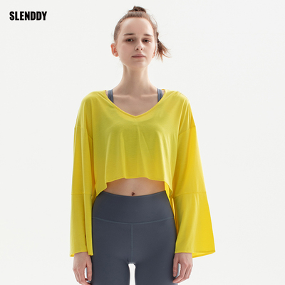 slenddy Canary运动瑜伽服上衣女长袖宽松休闲健身房罩衫S3006