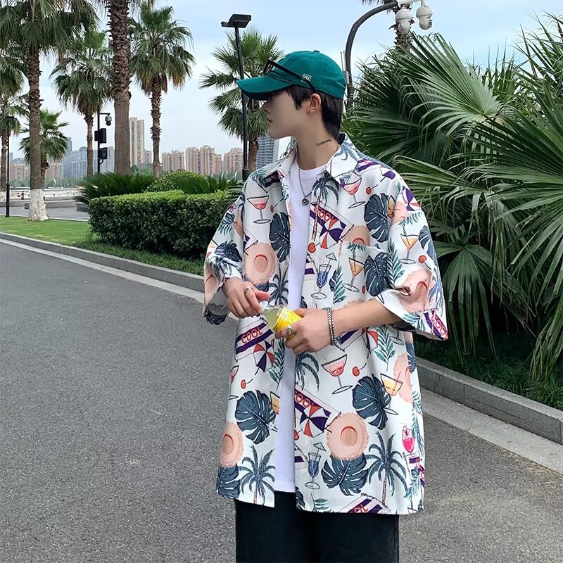 百搭文艺宽松型新款潮原宿气质时尚五分袖青春流行夏季潮流衬衫女
