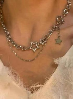 Necklaces women高级感星星双层项炼冷淡风短款锁骨炼炼条颈炼 炼