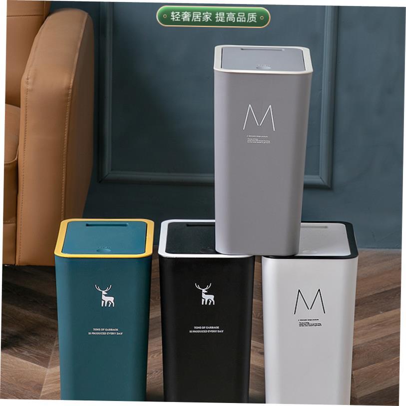 Rubbish Can Kitchen Toilet Trash with Press Lid Garbage Bin