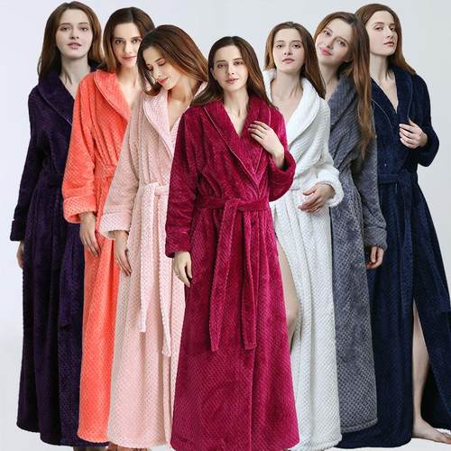 Dressing Gown Women Winter Warm Bathrobe Pajamas 一体式浴袍