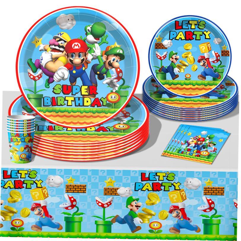 Mario Theme Party Decoration Props Disposable Paper Plate Pa