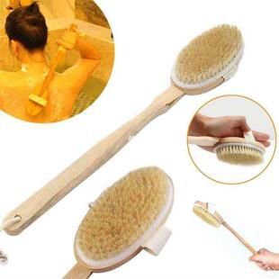 bristle body shower long bath wood massager natural brush