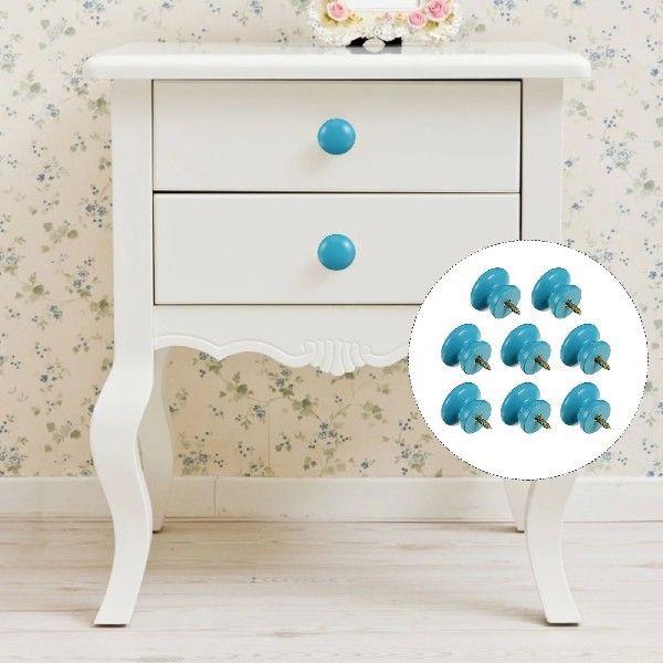 8 Pcs Solid Wood Handle Door Knobs Useful Round Cabinet