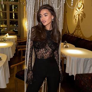 sexy Bodysuits Long Sleeve Sexy Round-Neck black top 连体衣