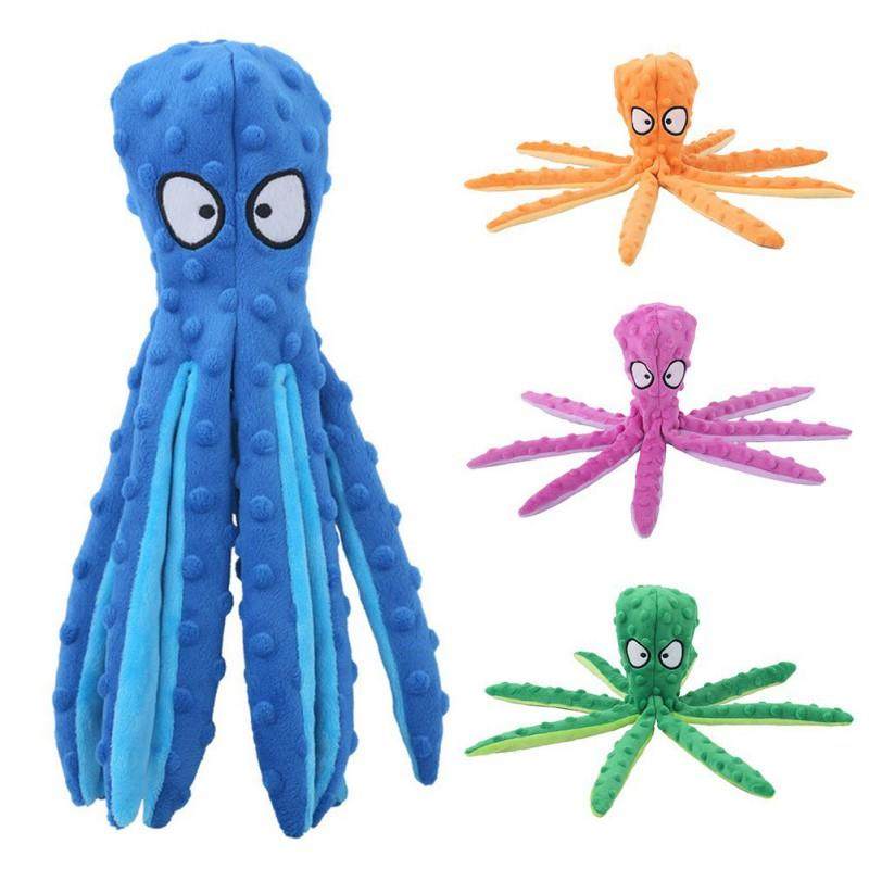 Pet Dog Plush Toy Squeaker Chew Animal Toy Octopus Skin Shel