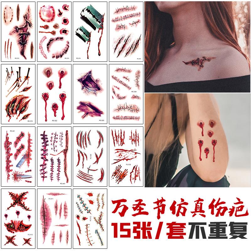 Halloween tattoo stickers Scary scar tattoo stickers 纹身贴