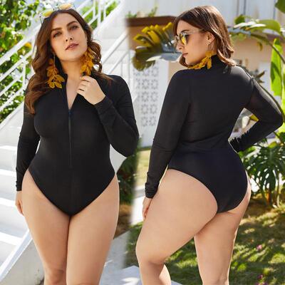 long sleeves bodysuits fat women swimsuit bathing swimwear
