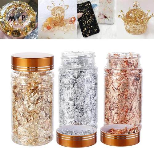 Shiny Gold Leaf Flake Resin Epoxy Mold Art Decoration Gold
