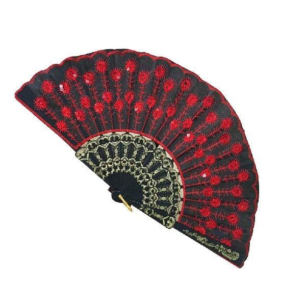2pcs Dancing Fan Sequined Embroidery Handhled Fan Crafts