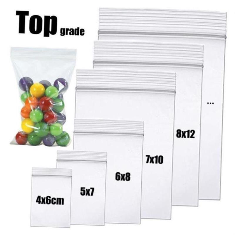 100pcs Clear Zip Lock Bags Thick Ziplock Plastic Small packi