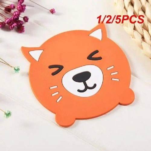 1/2/5PCS Cartoon Coaster Silicone Mat Drink Cup Coasters