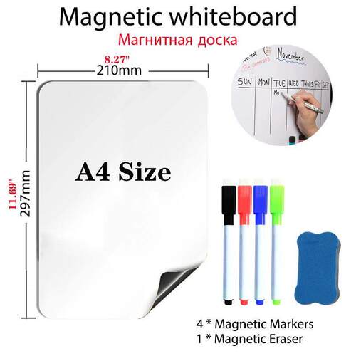 A4 Size Magnetic WhiteBoard for Fridge Sticker Dry Erase Whi