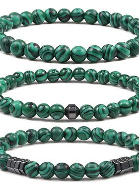 6mm Malachite Stone Bracelet Classic Natural Bead Men Bracel