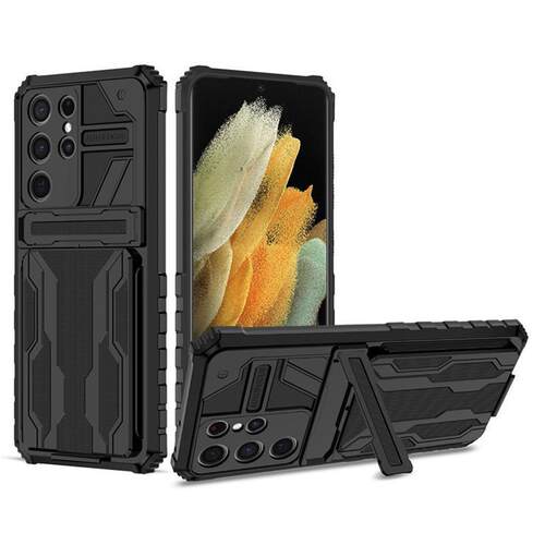 适用三星S24手机保护壳note20ultra插卡s23隐形支架case Samsung s21+