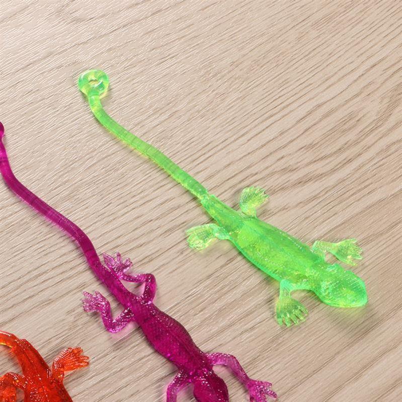 12Pc Colorful Retractable Sticky Lizard Gadget Toys for Kids