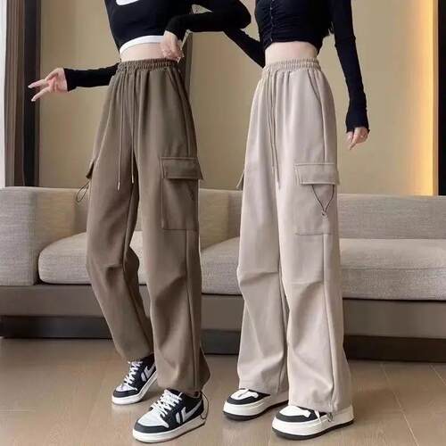 High-waisted Fleece-lined Thickened Cargo Pants For Women Sl