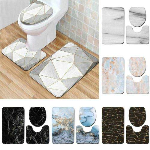 3 Pcs 15 Styles Bath Mat Set Bathroom Carpet Rug Toilet Mat