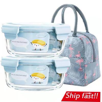microwave oven lunch box glass food storage container sealed