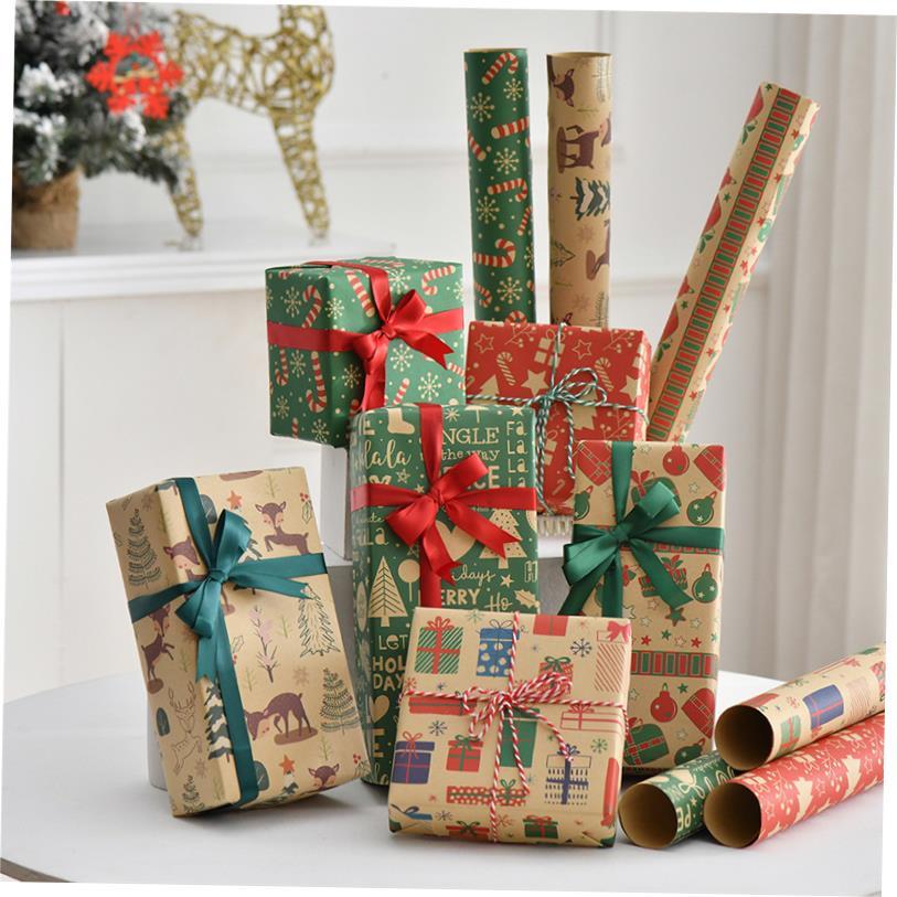 Christmas Vintage Kraft Paper Gift Wrapping Paper Santa Clau