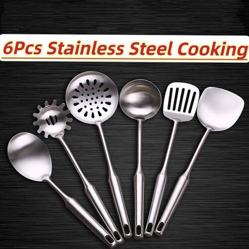 Stainless Steel Cooking Utensils Set Wok Spatula Slotted6pcs