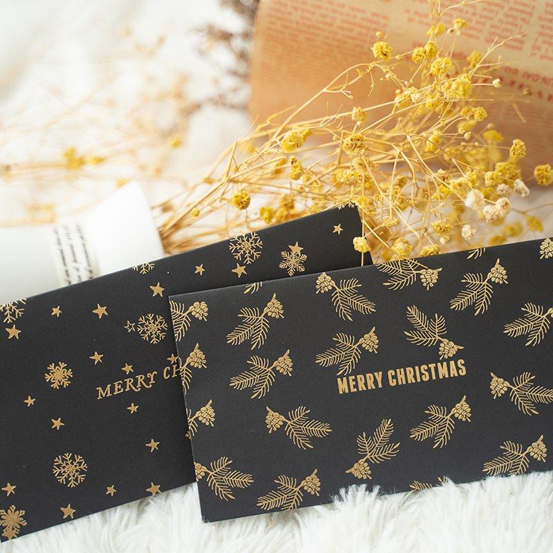 Black Gold Foil Christmas Card Thanksgiving Greeting Set