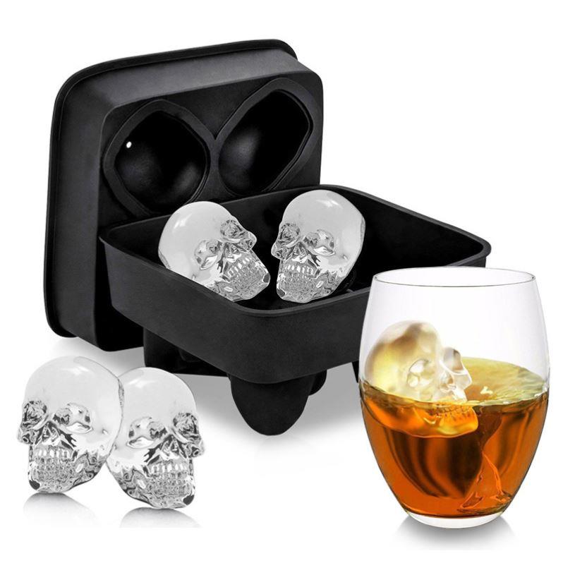3D Skull Silicone Mold Ice Cube Maker Chocolate Mould Tray I