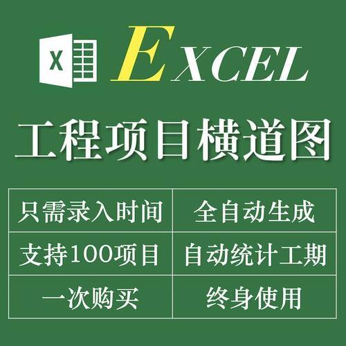 建筑工程施工进度Excel横道图自动生成项目计划表甘特图软件模板