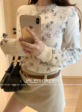 JALEN GREEN 仙气飘飘!1-13/立体彩绘小蝴蝶羊驼毛背心+上衣+开衫