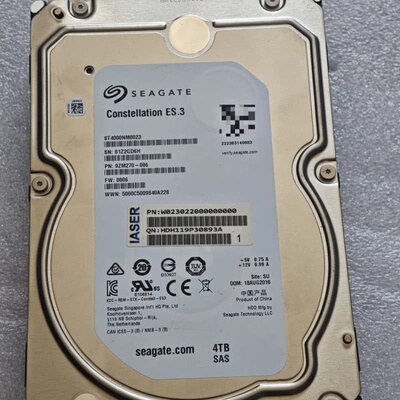 希捷4TB企业级硬盘，型号ST4000NM0023，3.5寸