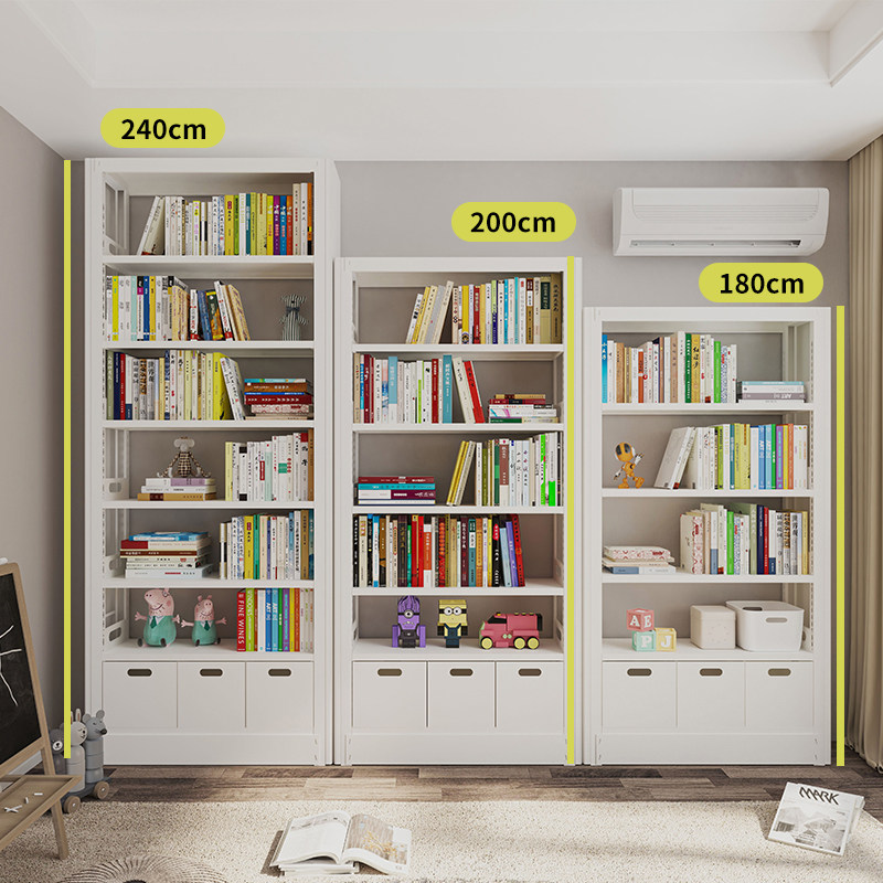豫正书架经典款白色全尺寸图书馆书架家用书籍馆钢制落地多层书架