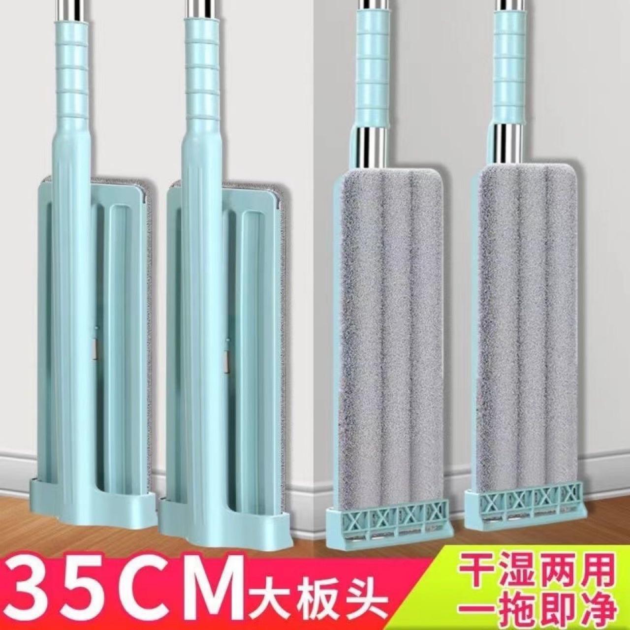 懒人免手洗平板拖把干湿两用家用宿舍挤水地拖旋转拖布加粗加厚杆