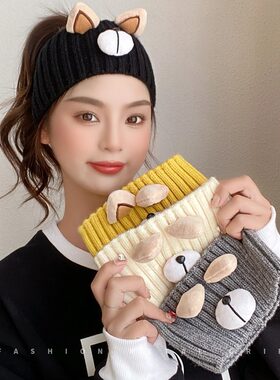 女童空顶帽子秋冬天儿童针织毛线发带百搭可爱男宝宝加厚保暖防风