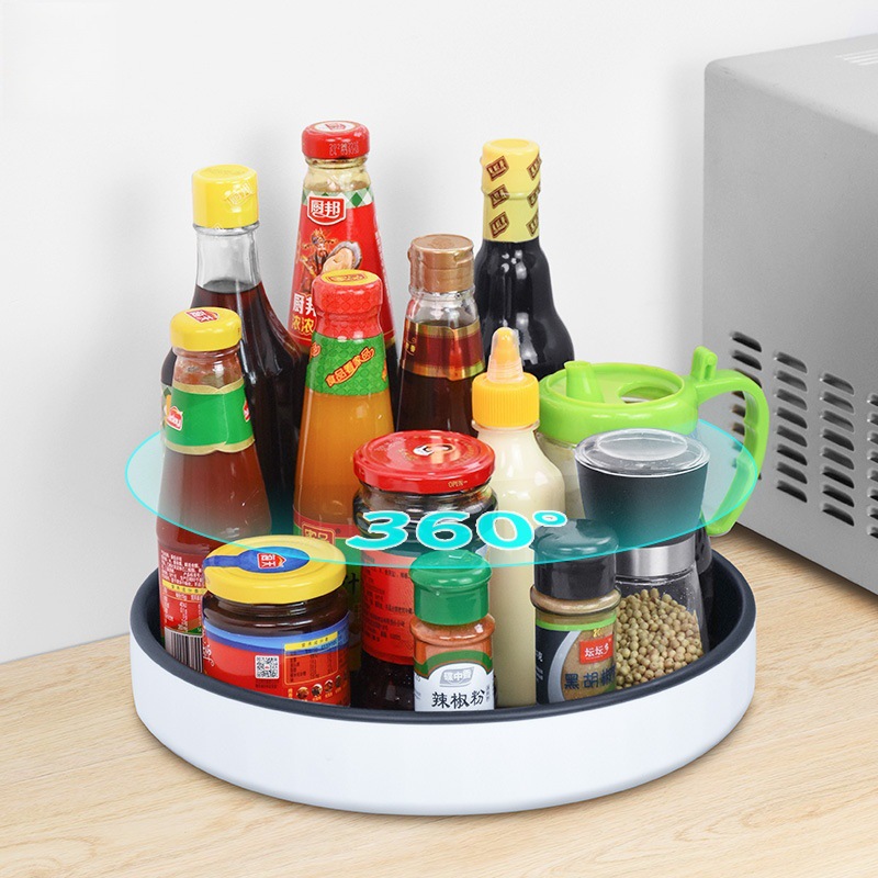 新品360度旋转置物收纳架厨房调料多功能水果零食托盘转动收纳盒