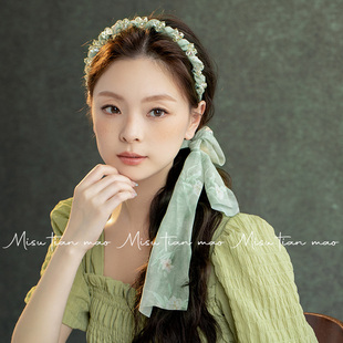 發(fā)卡頭飾飄帶頭箍編發(fā)綁帶式 發(fā)箍女2025新款 發(fā)帶日常外戴古風發(fā)飾