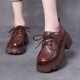 厚底小皮鞋 牛皮 系带软皮乐福女鞋 女粗跟防滑松糕鞋 显高年春夏新款
