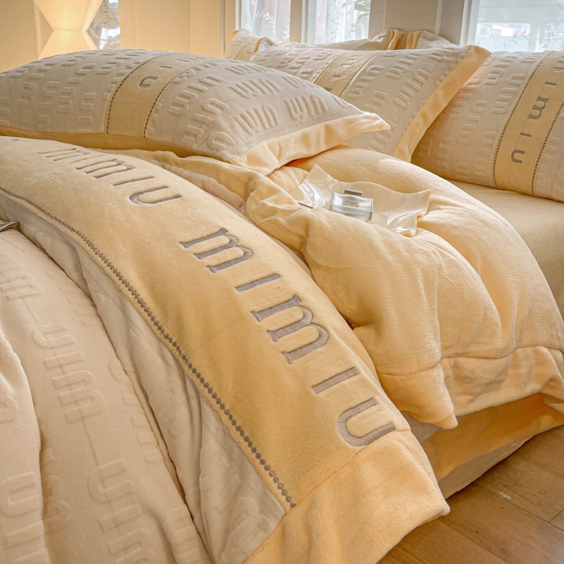 高级感牛奶绒保暖加绒床品四件套