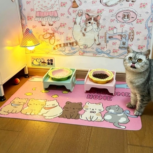 【猫咪食堂】卡通宠物餐垫防水防油矽藻泥免洗猫碗垫子狗狗吃饭垫