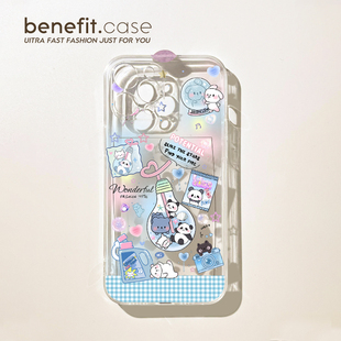 benefit趣味可爱灯泡熊猫17适用于iphone16promax苹果15PRO手机壳13新款 14套12创意11透明xsmax硅胶xr防摔8p