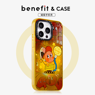 benefit超火发光卡通小人17适用于iphone16promax苹果15PRO晶盾磁吸手机壳13新款 14套12冰川纹防摔彩色边框