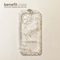 Benefit简约ins复古线条16适用15苹果13promax手机壳iphone12mini防摔14promax新11xs透明xr硅胶8p欧美女镂空
