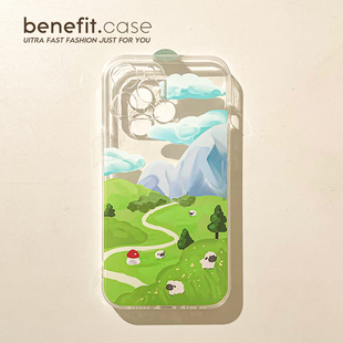 benefit春天小羊吃草象17pro16适用iphone15promax苹果13手机壳14promax新款 12套11创意xsmax透明xr硅胶8p7p
