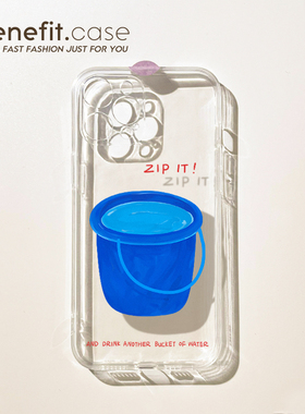 benefit简约油画蓝色水桶17适用于iphone16promax苹果15PRO手机壳13新款14套12个性11透明xsmax硅胶xr防摔8p