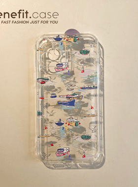 Benefit新中国风码头小船17pro16适用15苹果13promax手机壳iphone12mini套14promax软11/xsmax创意xr全透明8
