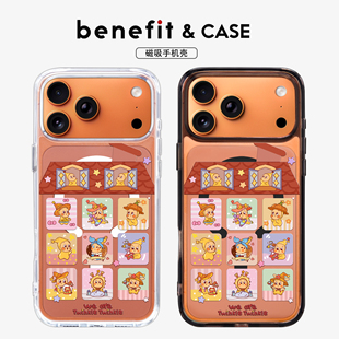 benefit九宫格萌系小人合集适用于iphone17promax苹果16PRO黑色透明磁吸手机壳15新款 13防摔保护套14情侣12