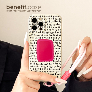 benefit创意红色方块带挂绳适用于iphone16promax苹果15PRO手机壳13新款 11全包xsmax硅胶xr防摔8p7 14套12个性